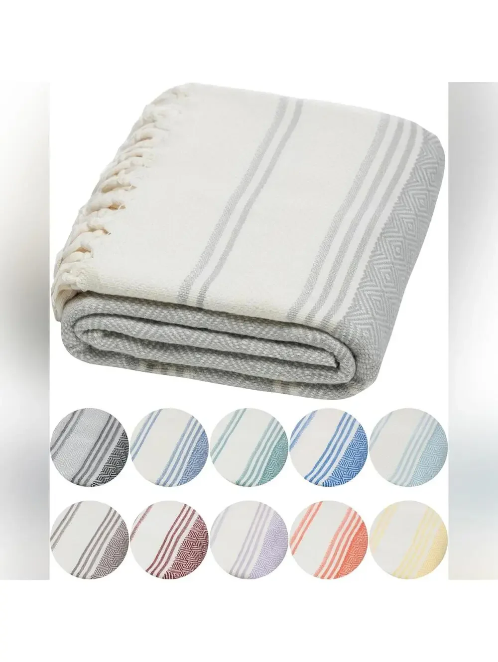 NWT DEMMEX Organic Diamond Turkish Bath & Beach Towel, 100% Oeko-Tex Cotton